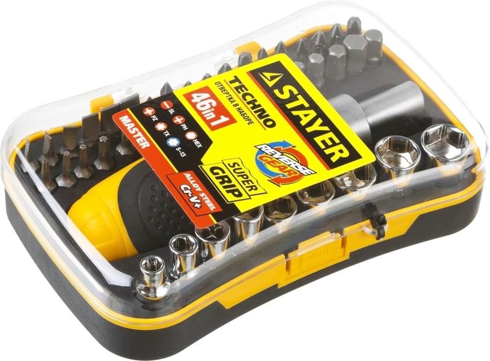 STAYER  Compact-46, 46 предм., реверсивная отвертка с насадками (25084-H46) 25084-H46