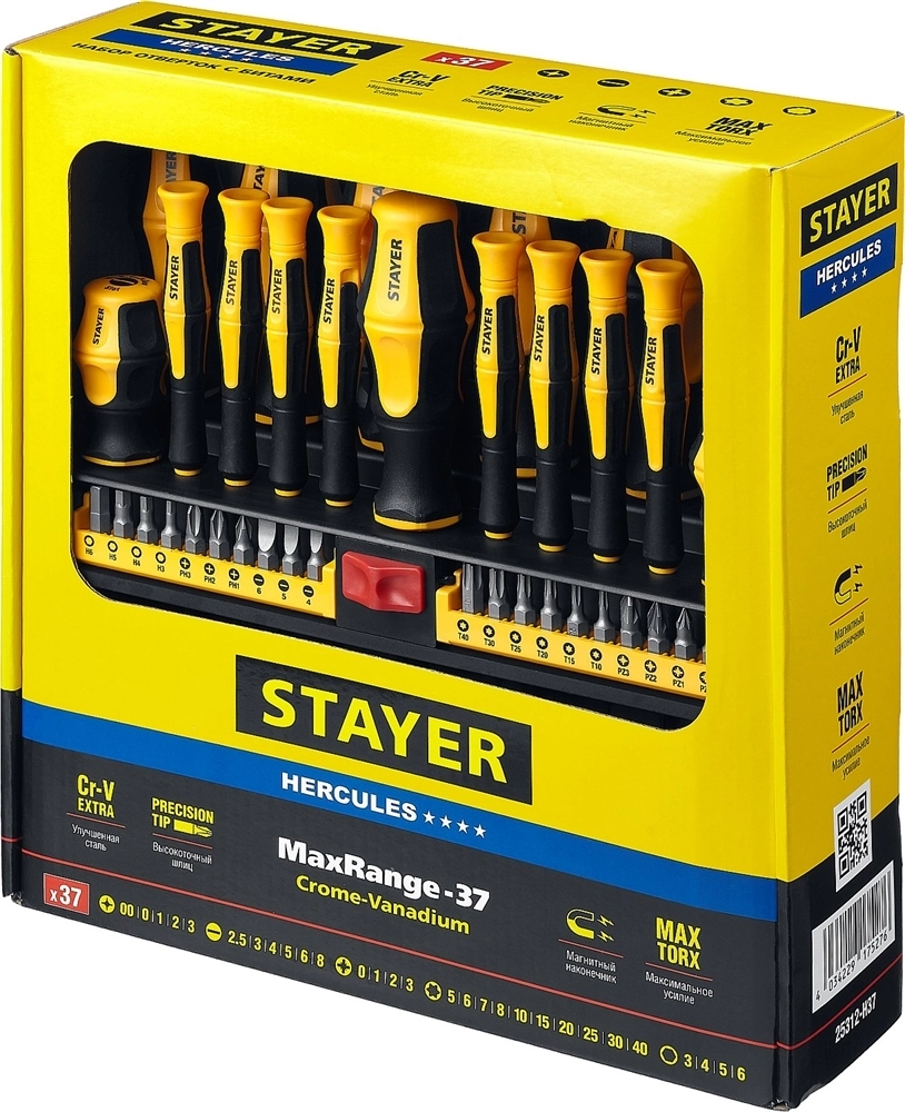 STAYER  Hercules-Pro-37, 37 предм., набор отверток с насадками (25312-H37) 25312-H37