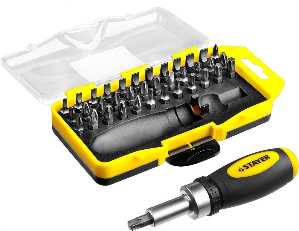 STAYER  Compact-38, 38 предм., реверсивная отвертка с насадками (2557-H38) 2557-H38