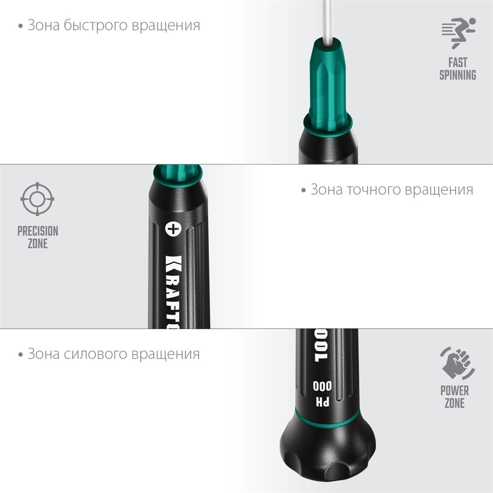 KRAFTOOL  Precision PH000, отвертка для точных работ (25682-000) 25682-000