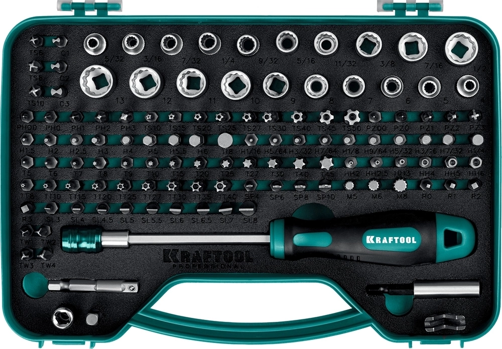 KRAFTOOL X-Drive-122, 122 шт, набор: отвертка-битодержатель с насадками (26816) 26816