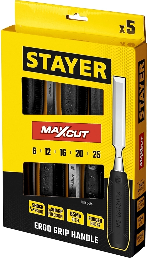 STAYER  Max-Cut, 5 предм., набор стамесок (1820-H5) 1820-H5_z01