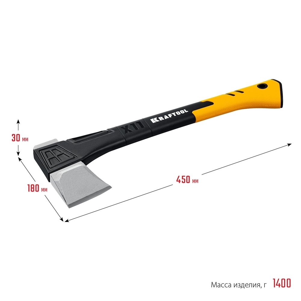 KRAFTOOL  X11, 1100/1400 г, в чехле, 450 мм, топор-колун (20660-11) 20660-11