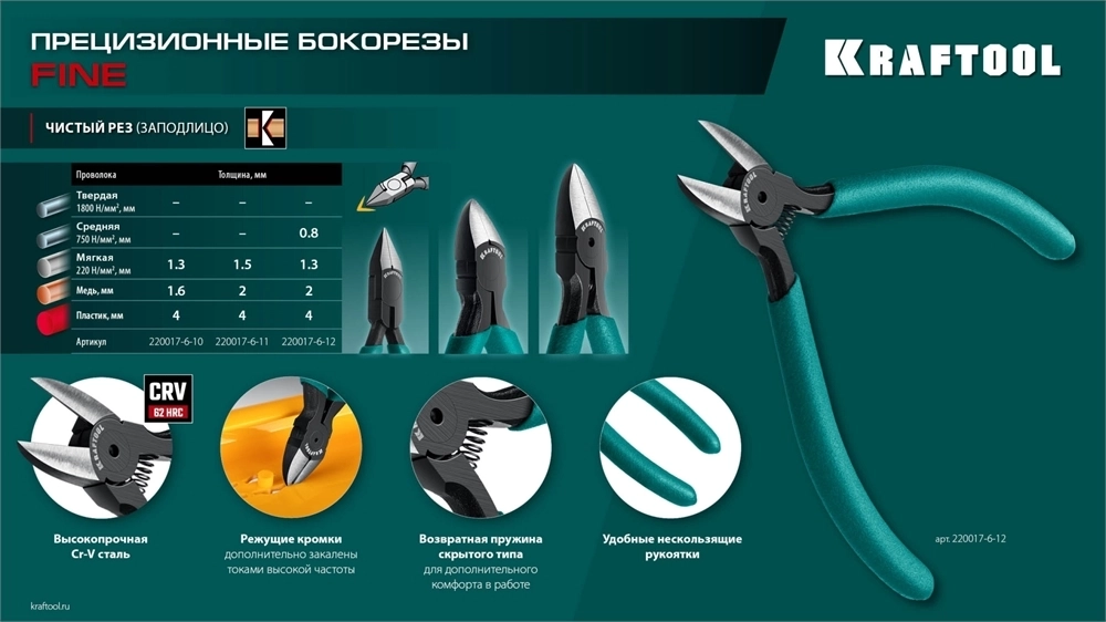 KRAFTOOL  Kraft Mini, чистый рез 108 мм, прецизионные бокорезы (220017-6-10) 220017-6-10