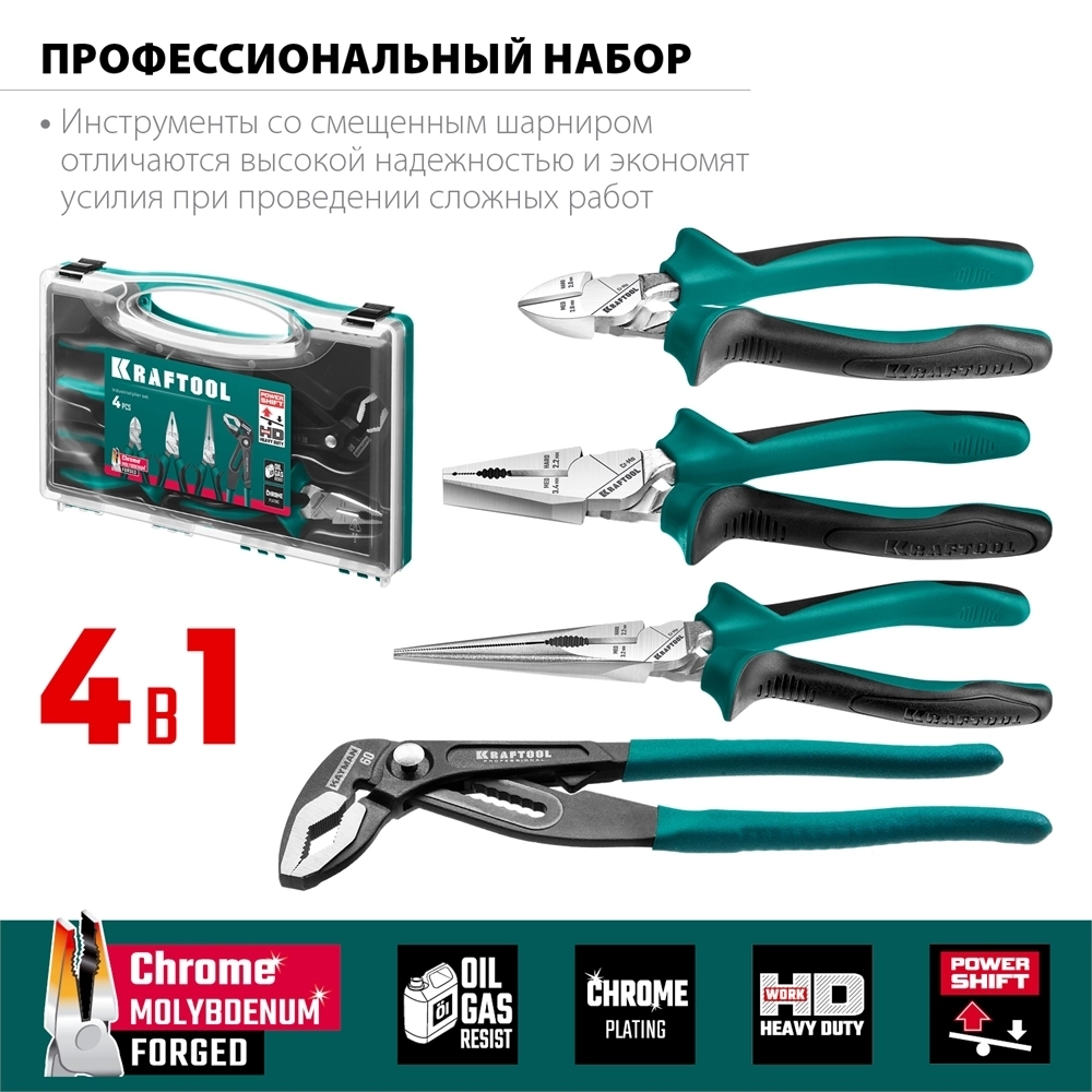 KRAFTOOL  4 предм., набор губцевого инструмента (22012) 22012