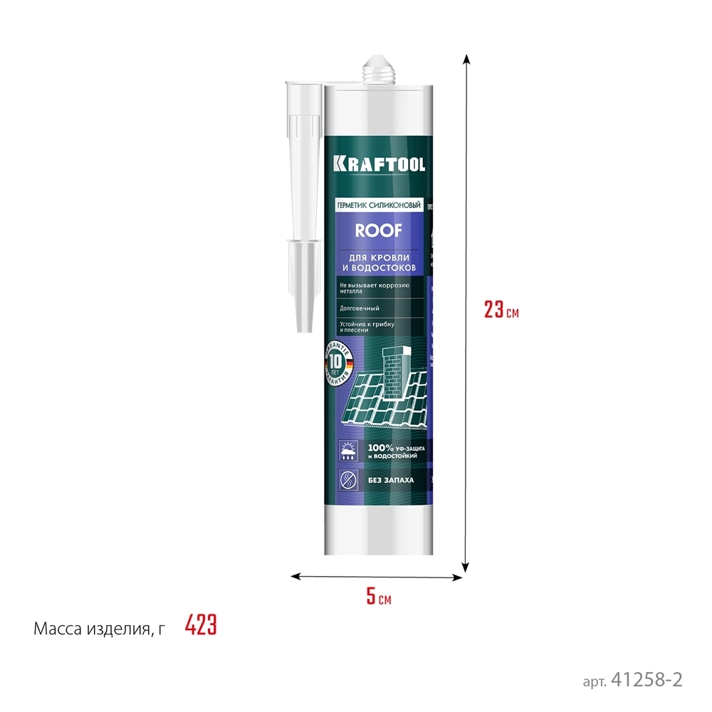 KRAFTOOL  ROOF, 300 мл, прозрачный, кровельный силиконовый герметик (41258-2) 41258-2