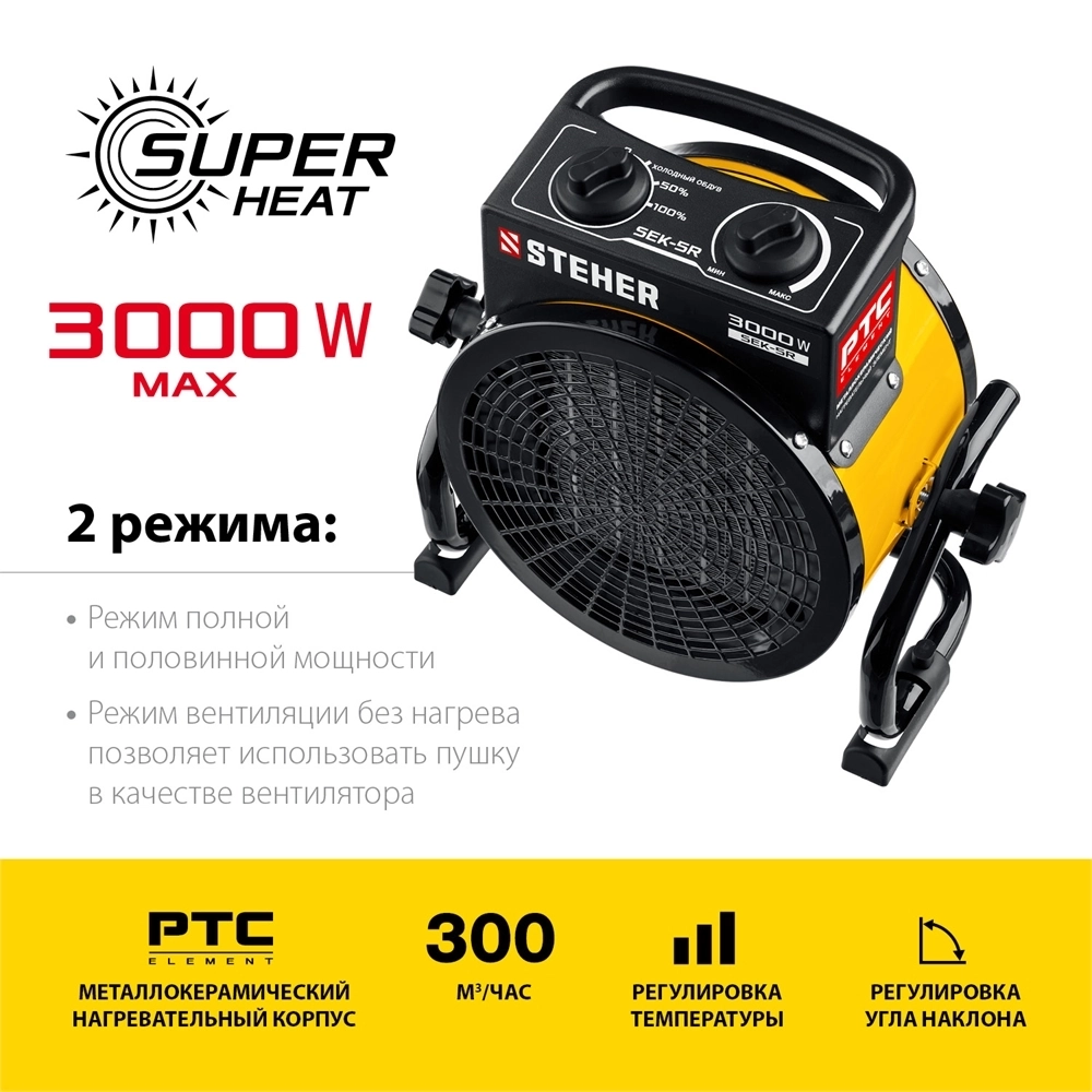 STEHER  3 кВт, электрическая тепловая пушка (SEK-5R) SEK-5R