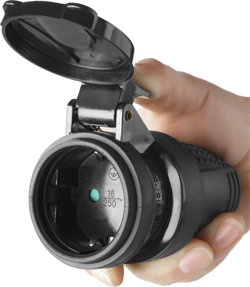 ЗУБР  IP44, 16 A/220 В, обрезиненная розетка, Профессионал (55187-B) 55187-B