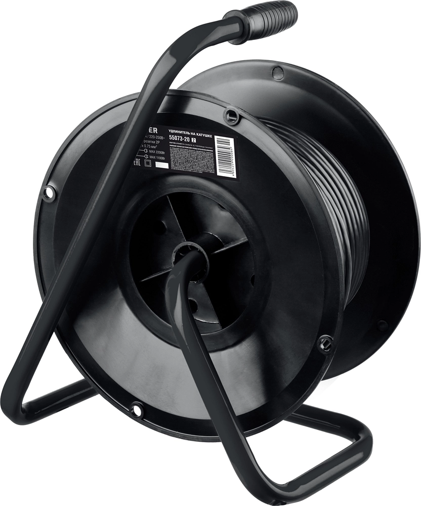 STAYER  S-207, ПВС, 2 х 0.75 мм2, 20 м, 2200 Вт, удлинитель на катушке (55073-20) 55073-20_z02