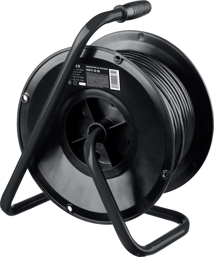 STAYER  S-207, ПВС, 2 х 0.75 мм2, 30 м, 2200 Вт, удлинитель на катушке (55073-30) 55073-30_z02