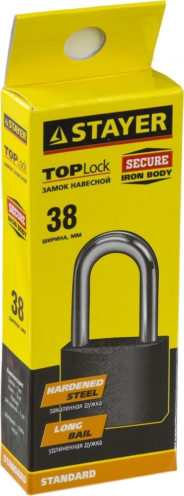 STAYER  38 мм, удлиненная дужка, навесной замок (37160-38-1) 37160-38-1