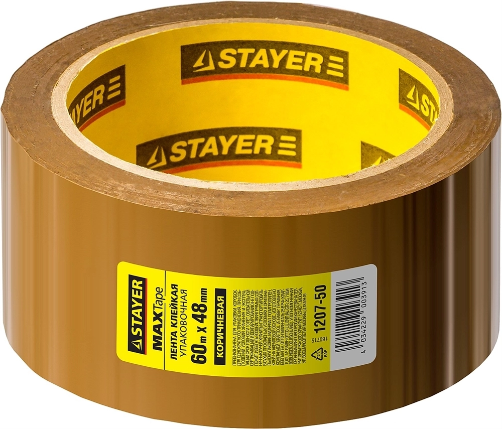STAYER  48 мм, 60 м, 45 мкм, коричневая, клейкая лента (1207-50) 1207-50