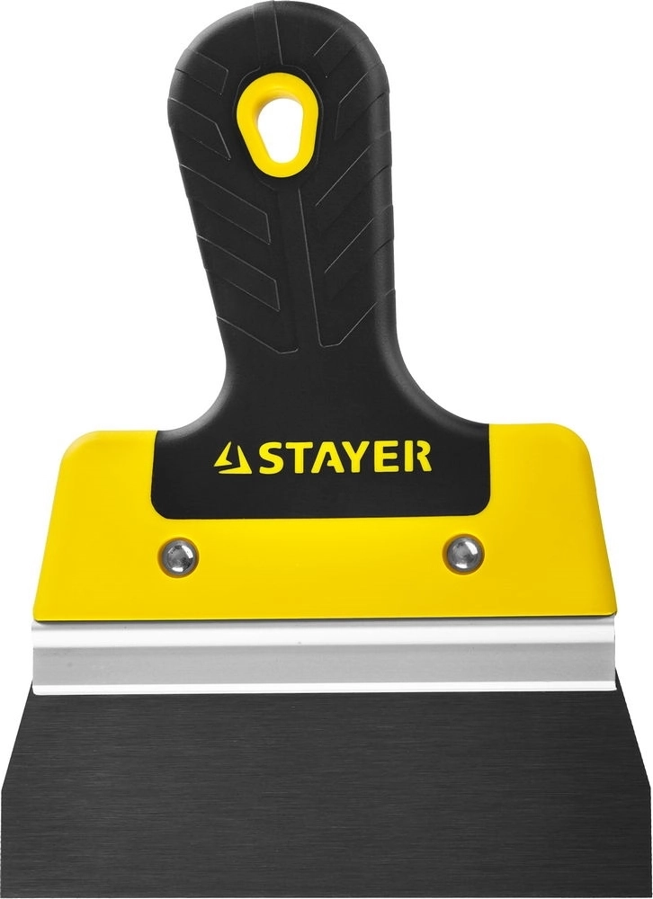 STAYER  PROFlat, 150 мм, усиленная алюминиевая направляющая, двухкомпонентная ручка, анодированный, фасадный шпатель, Professional (10045-15) 10045-15