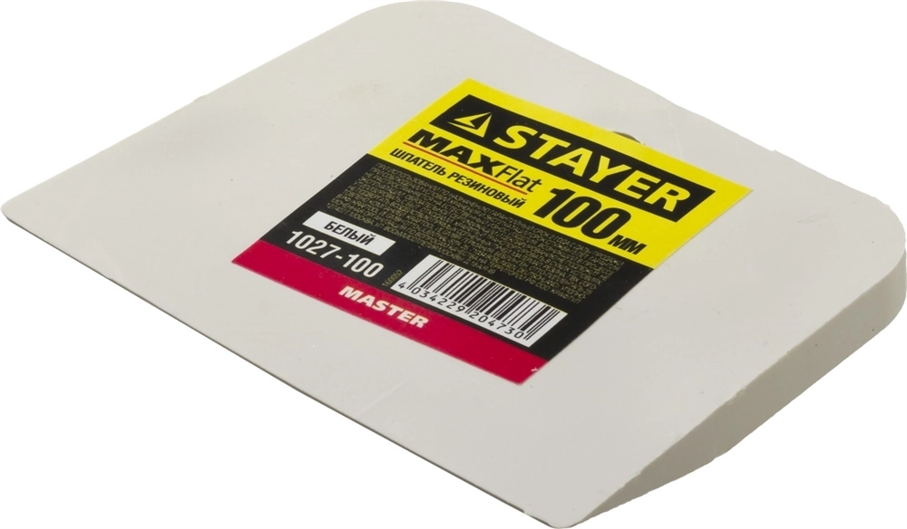 STAYER  MAXFlat, 100 мм, для затирки швов эластичный, белый, резиновый шпатель (1027-100) 1027-100