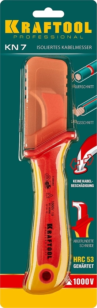 KRAFTOOL  KN-7, 1000 В, изогнутый, диэлектрический нож электрика (45400) 45400