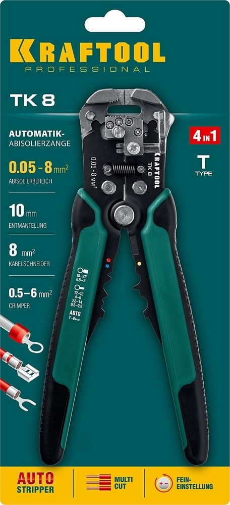 KRAFTOOL  TK-8, 0.05 - 8 мм2, автоматический стриппер (22637) 22637