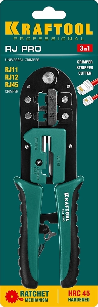 KRAFTOOL  RJ-Pro, (RJ45, RJ11,RJ12), универсальный кримпер (22698) 22698