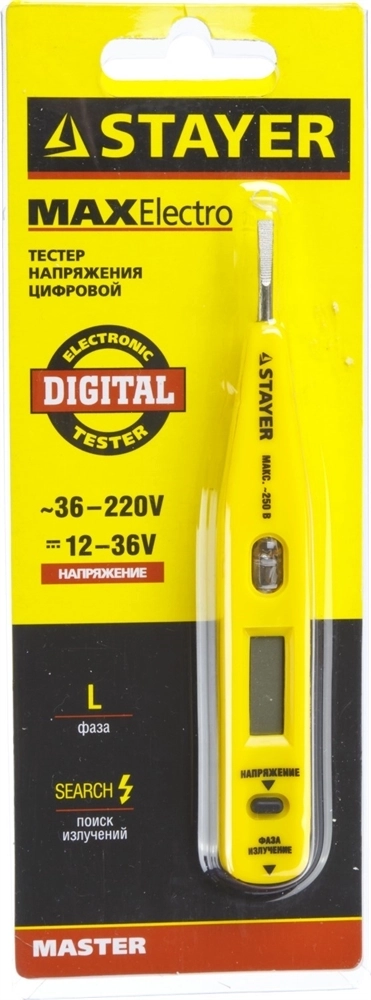 STAYER  MAXElectro, 12 - 220 В, 125 мм, тестер напряжения (45290) 45290