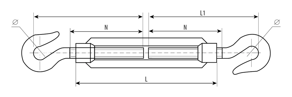 ЗУБР  DIN 1480, М10, кованая натяжная муфта, 6 шт, талреп крюк-крюк, Профессионал (4-304365-10) 4-304365-10