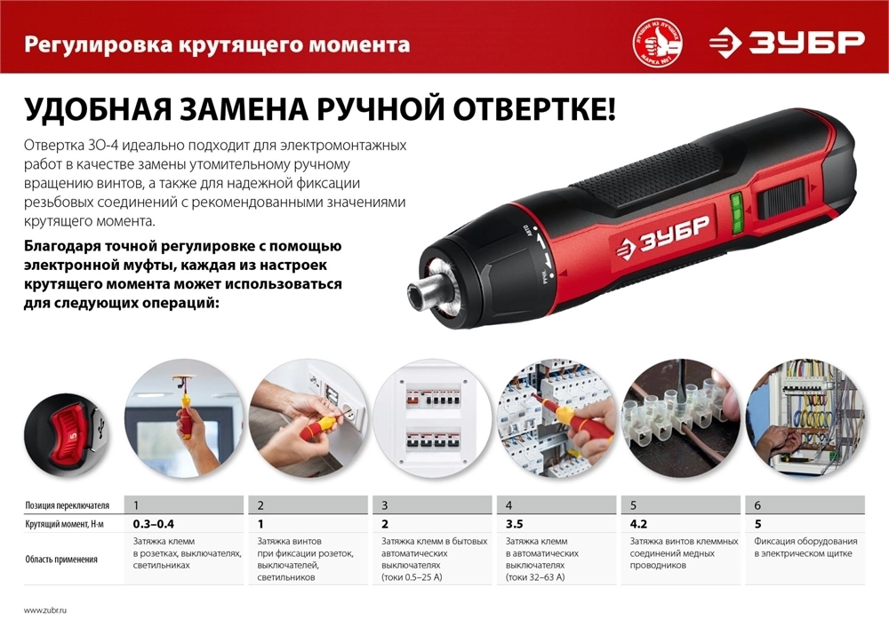 ЗУБР  3.6 В, аккумуляторная отвертка, кейс, 33 биты, Профессионал (ЗО-4 КН33) ЗО-4 КН33