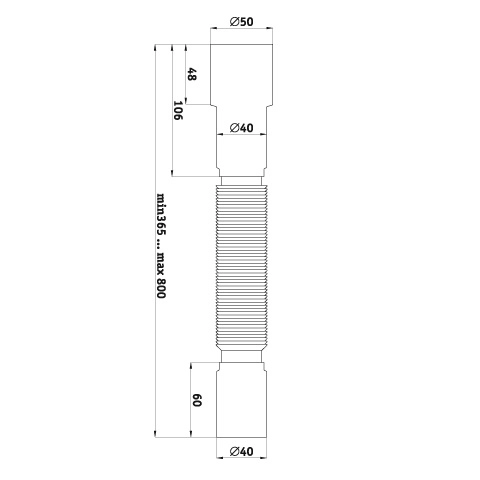 T003 Гибкая труба 40х40-50 (гофротруба) 345-715 мм. т 00000002963