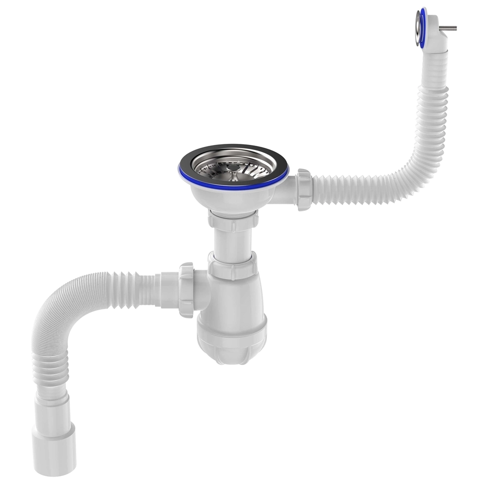B0139 Сифон для мойки 3½"х40 с круглым переливом с гофротрубой 40х40-50 т тт000015815