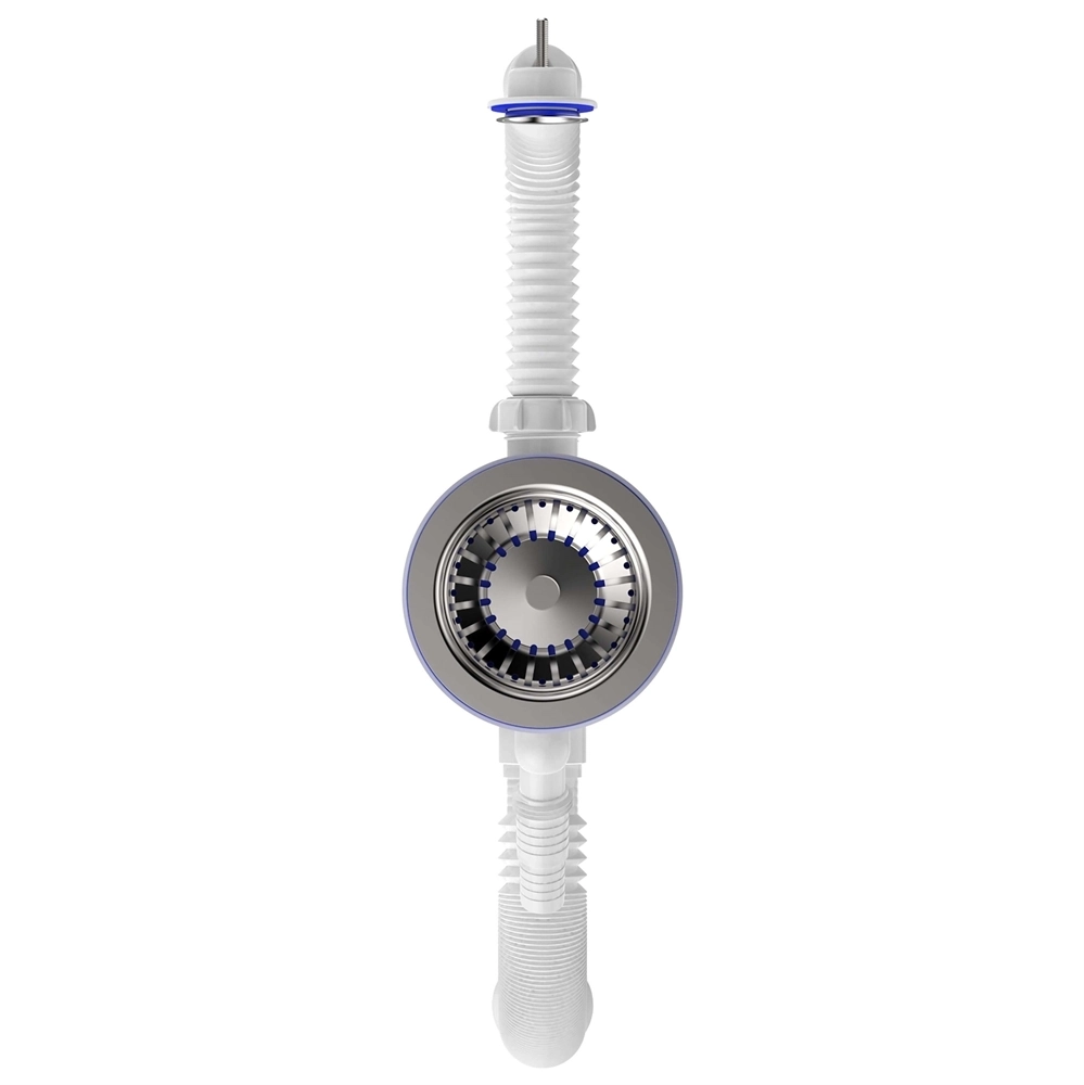 B0140 Сифон для мойки 3½"х40 с круглым переливом, отводом для стир. маш. и гофротрубой 40х40-50 т тт000017775