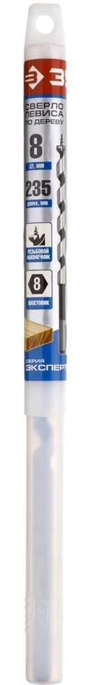 ЗУБР  8 x 235/160 мм, шестигранный хвостовик, сверло левиса по дереву (2948-235-08) 2948-235-08_z01