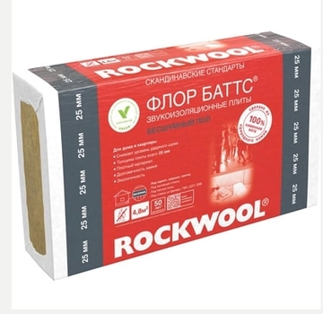 Утеплитель RockWool Флoр Баттс И 1000х600х50 (2,40м2, 0,12м3) GL 249200
