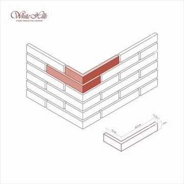 Камень искусственный для НФС White Hills Остия Брик F384-95 угловой элемент правый с расшивкой 0,9см, норма упаковки 0,6 пм GL 745304