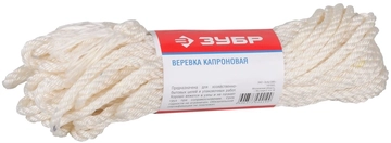 ЗУБР  6 мм, 20 м, 375 кгс, 12.5 ктекс, капроновая веревка (50206) 50206