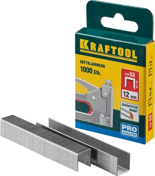 KRAFTOOL  тип 53 (A/10/JT21) 12 мм, 1000 шт, калибр 23GA, скобы для степлера (31670-12) 31670-12