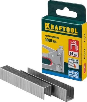 KRAFTOOL  тип 53 (A/10/JT21) 14 мм, 1000 шт, калибр 23GA, скобы для степлера (31670-14) 31670-14