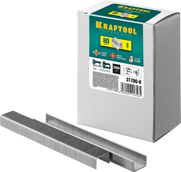 KRAFTOOL  тип 21GA (80/Pr A/Senco AT) 8 мм, 5000 шт, скобы для степлера (31780-8) 31780-8