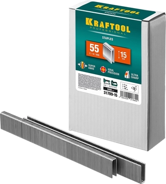 KRAFTOOL  тип 18GA (55/90/C) 15 мм, 5000 шт, скобы для степлера (31789-15) 31789-15