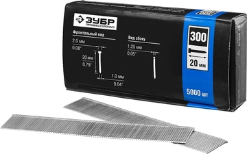 ЗУБР  тип 18GA (47/300/F) 20 мм, 5000 шт, гвозди для нейлера, Профессионал (31830-20) 31830-20