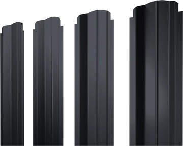 Штакетник П-образный B фигурный Grand Line 0,5 Rooftop Бархат RAL 7024 мокрый асфальт GL 735303