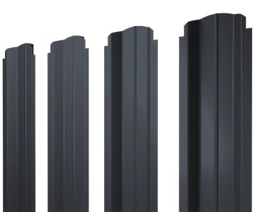 Штакетник П-образный B фигурный Grand Line 0,4 ПЭ матовый RAL 7024 мокрый асфальт GL 803791
