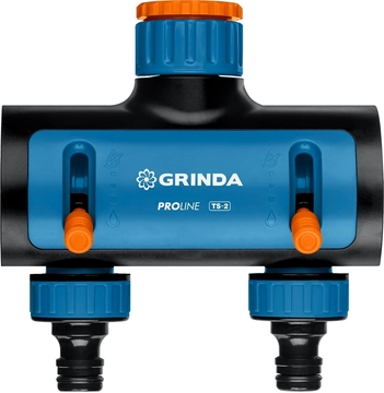 GRINDA  TS-2, двухканальный 3/4″ - 1″ с внутренней резьбой, соединитель с внешней резьбой 3/4″ - 1, поливочный распределитель, PROLine (8-426312) 8-426312_z02