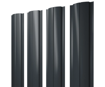 Штакетник Полукруглый Слим с прямым резом Grand Line 0,45 ПЭ двухсторонний RAL 7016 антрацитово-серый GL 452788