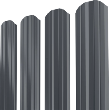 Штакетник Твин XL фигурный Grand Line 0,4 ПЭ матовый двухсторонний RAL 7024 мокрый асфальт GL 796835