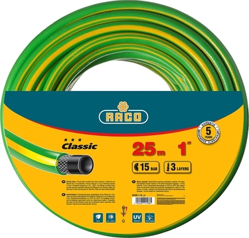 RACO  CLASSIC, 1″, 25 м, 15 атм, трёхслойный, армированный, поливочный шланг (40306-1-25) 40306-1-25_z01