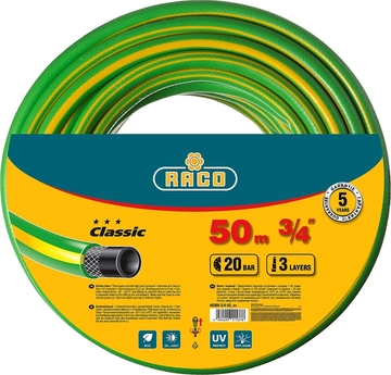RACO  CLASSIC, 3/4″, 50 м, 20 атм, трёхслойный, армированный, поливочный шланг (40306-3/4-50) 40306-3/4-50_z01