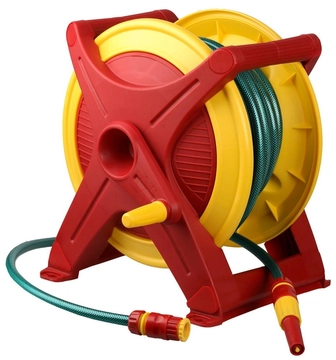 GRINDA  HS-25, шланг 25 м x 1/2″, поливочный набор 4 предмета, возможность крепить к стене, катушка со шлангом в комплекте (8-428441) 8-428441_z01