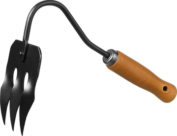 GRINDA  ProLine 120х86х265 мм, 3-х зубые, деревянная ручка, грабли-рыхлитель (421514) 421514