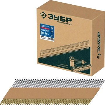 ЗУБР SN34 (D34) 50 х 2.8 мм, реечные гвозди рифленые оцинкованные, 5000 шт (305399-50) zb  305399-50