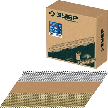 ЗУБР SN34 (D34) 75 х 2.8 мм, реечные гвозди рифленые оцинкованные, 4000 шт (305399-75) zb  305399-75