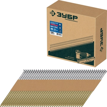 ЗУБР SN34 (D34) 83 х 3.1 мм, реечные гвозди рифленые оцинкованные, 3000 шт (305399-83) zb  305399-83
