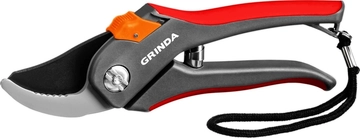 GRINDA  G-26, 205 мм, углеродистая сталь, закаленные лезвия, тефлоновое покрыт., двухкомпонентные пластиковые рукоятки, плоскостной секатор (8-423102) 8-423102_z02