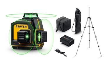 STAYER SL-3D #3, 50м, точн. +/-0,5 мм/м, зеленый лазерный нивелир, штатив (34963-3) zb  34963-3